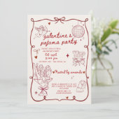 Valentinstag-Pyjama-Party Einladung (Stehend Vorderseite)