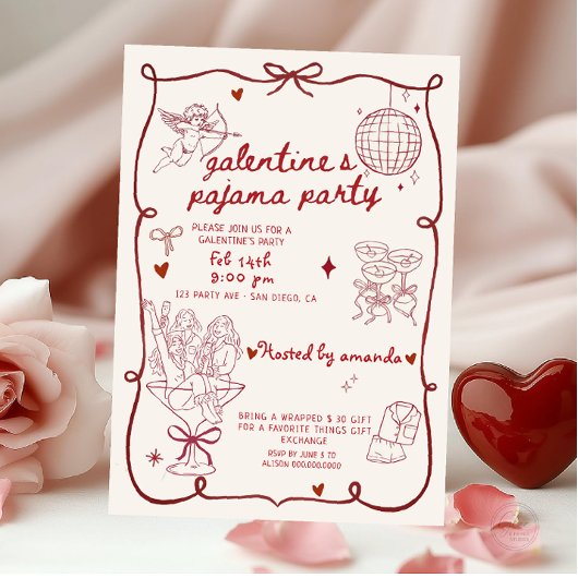 Valentinstag-Pyjama-Party Einladung