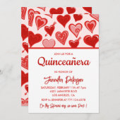 Valentinstag quinceanera Einladungen Herzrot (Vorne/Hinten)