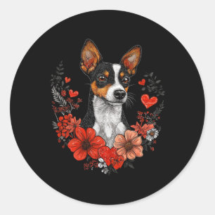 Valentinstag-Ratten-Terrier-Hund Runder Aufkleber