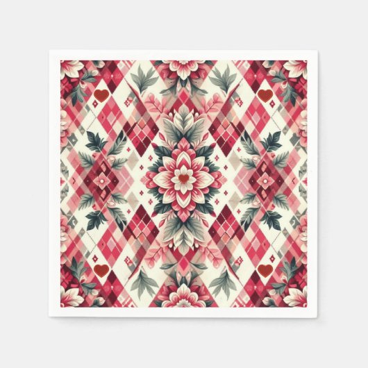 Valentinstag Raute Serviette (Vorderseite)