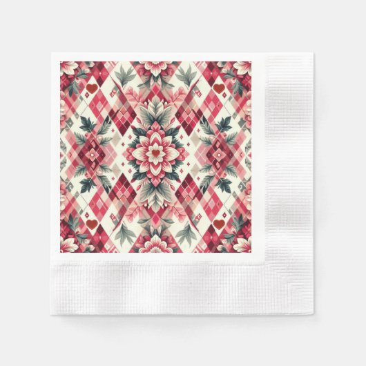 Valentinstag Raute Serviette (Vorderseite)