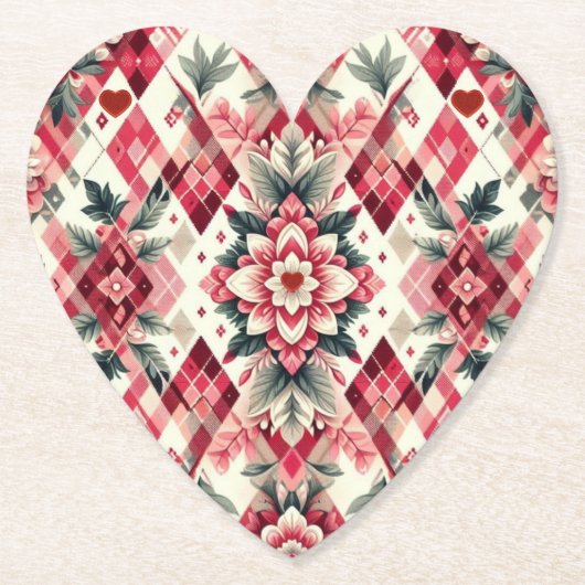 Valentinstag Raute Untersetzer (Vorderseite)