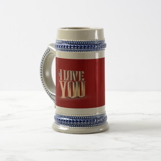 Valentinstag Red 3D I Liebe Sie Bierglas (Vorderseite Links)