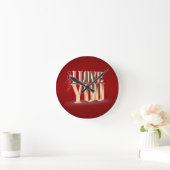 Valentinstag Red 3D I Liebe Sie Runde Wanduhr (Zuhause)