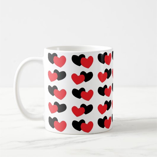 Valentinstag Red Black Hearts Kaffeetasse (Links)