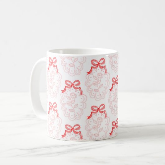 Valentinstag Red Bows & Rose Tasse (Vorderseite Links)