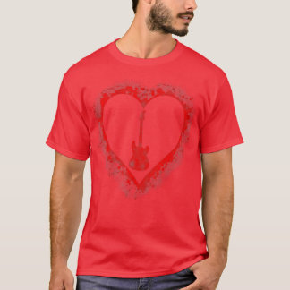 Valentinstag Red Heart Guitar Liebhaber des Musica T-Shirt