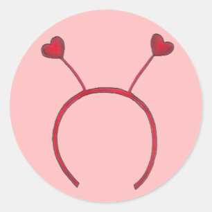 Valentinstag Red Heart Headband Antenne Runder Aufkleber