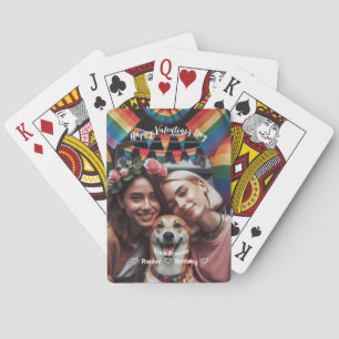 Valentinstag Red Hearts Lesbian Custom Foto Spielkarten