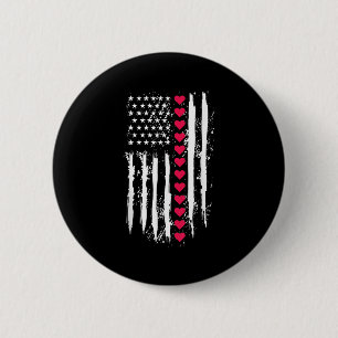 Valentinstag Red Hearts USA Button