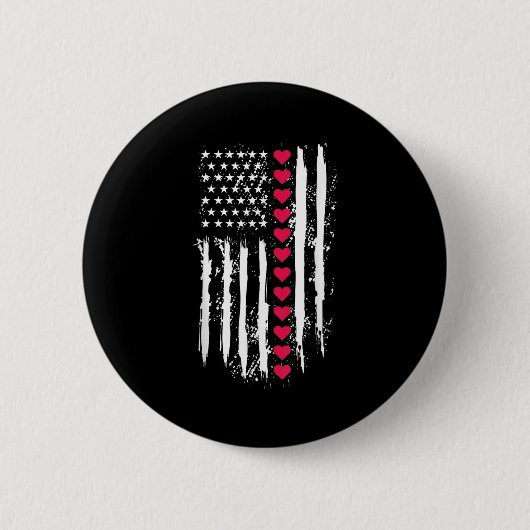 Valentinstag Red Hearts USA Button (Vorderseite)