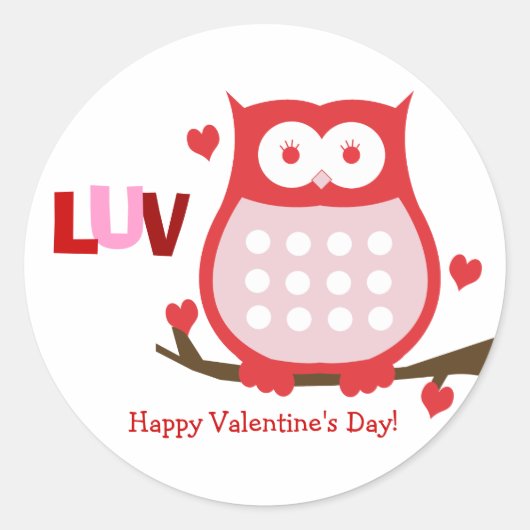 Valentinstag Red Owl Candy Gefallen Aufkleber (Vorderseite)