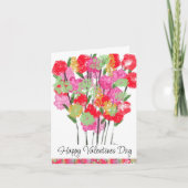 Valentinstag Red Pink Blume Bouquet Karte (Vorderseite)