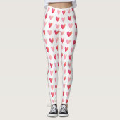 Valentinstag Red Pink Heart Pattern Leggings (Vorderseite)