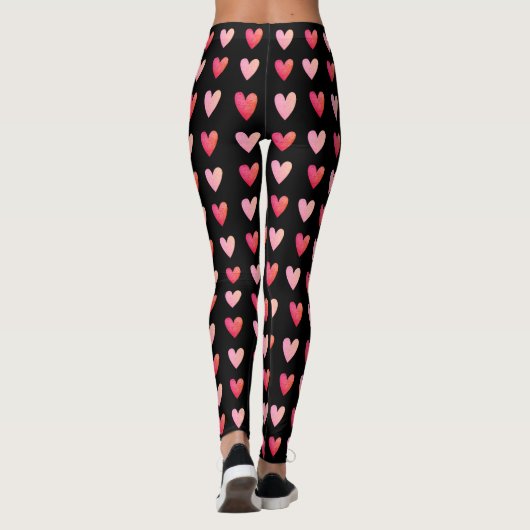 Valentinstag Red Pink Heart Pattern Leggings (Rückseite)