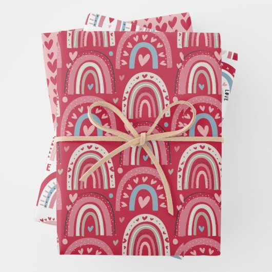 Valentinstag Regenbogen und Herz Geschenkpapier Set (Beispiel)