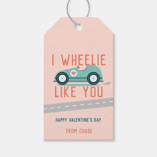 Valentinstag-Rennfahrrad-Tags im Klassenzimmer Geschenkanhänger (Vorderseite)