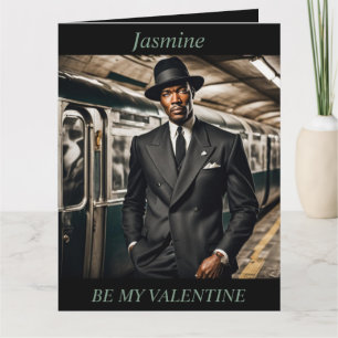 VALENTINSTAG Retro-1950er-Jahre-Mann editierbare F Karte