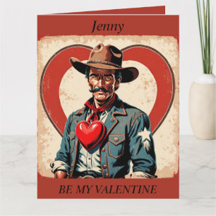 VALENTINSTAG Retro-Cowboy editierbare Karte
