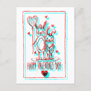 Valentinstag Retro Glitch Ferienkarte Feiertagspostkarte
