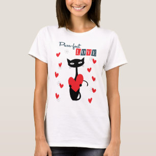 Valentinstag Retro Mitte des Jahrhunderts Katze T-Shirt