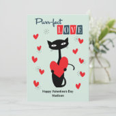 Valentinstag Retro Mitteljahrskatze Feiertagskarte (Stehend Vorderseite)