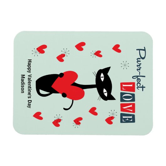 Valentinstag Retro Mitteljahrskatze Magnet (Horizontal)