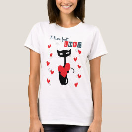 Valentinstag Retro Mitteljahrskatze T-Shirt