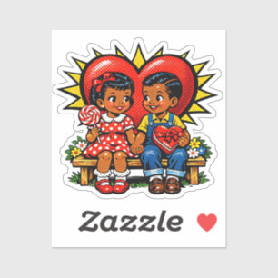 Valentinstag Retro Pop Art Vintage Aufkleber