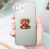 Valentinstag | Retro-Pop-Art-Vintage Aufkleber (Telefon)