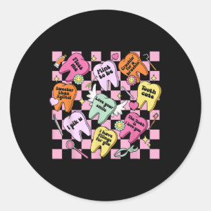 Valentinstag Retro Zähne Zahnärzte Zahnhygiene Runder Aufkleber