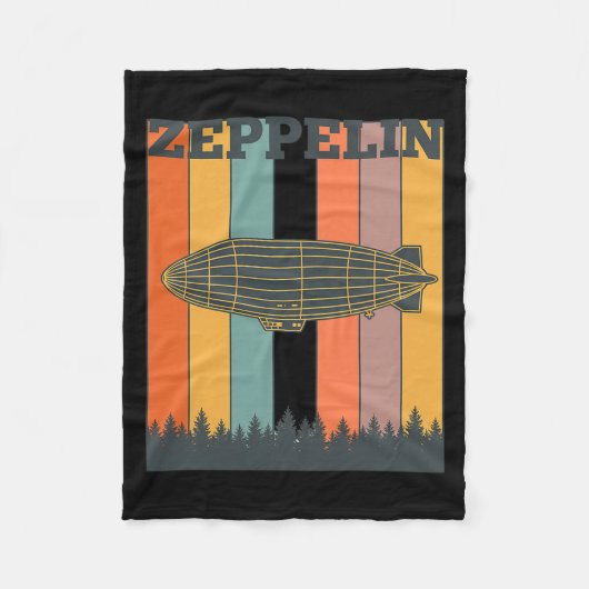 Valentinstag Retro-Zeppelin Vintage-Luftschiff 70e Fleecedecke (Vorderseite)