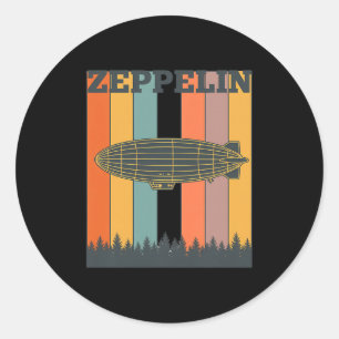 Valentinstag Retro-Zeppelin Vintage-Luftschiff 70e Runder Aufkleber