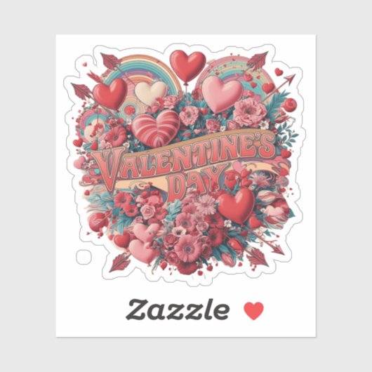 Valentinstag, Retroclipart Aufkleber (Blatt)