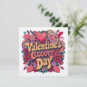 Valentinstag, Retroclipart Einladung (Stehend Vorderseite)