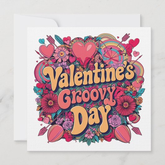 Valentinstag, Retroclipart Einladung (Vorderseite)
