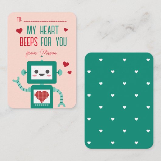 Valentinstag-Robot-Pieptkarte im Klassenzimmer Mitteilungskarte (Vorne/Hinten)