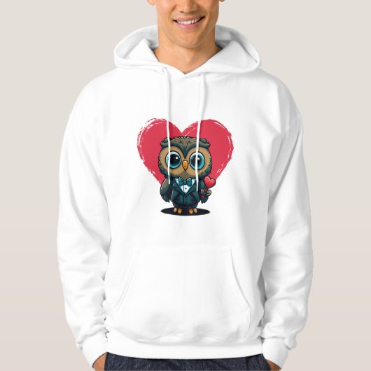 Valentinstag Romantik mit Adorable Owl Groom Hoodie (Vorderseite)