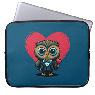 Valentinstag Romantik mit Adorable Owl Groom Laptopschutzhülle