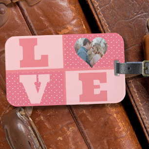 Valentinstag Romantische rosa Liebe Foto Gepäckanhänger