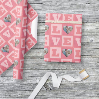 Valentinstag Romantische rosa Liebe Foto Geschenkpapier