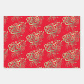 Valentinstag Romantischer Handgezeichneter Blumenr Geschenkpapier Set (Vorderseite 3)