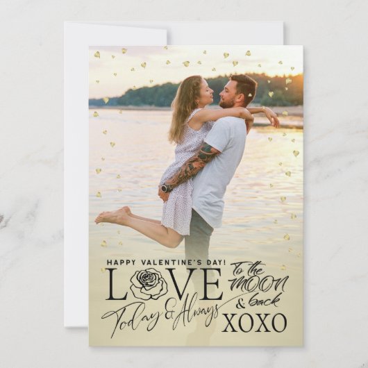 Valentinstag Romantisches Gold Feiertagskarte (Vorderseite)