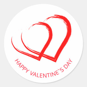Valentinstag Romantisches Zwei Rotes Herz Runder Aufkleber