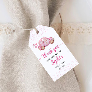 Valentinstag Rosa Auto Baby Shower Geschenkanhänger