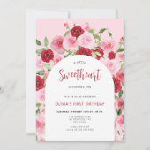 Valentinstag Rosa Blumenbogen Geburtstag Einladung (Vorderseite)