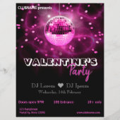 Valentinstag Rosa Disco Ball Party Flyer (Vorne)