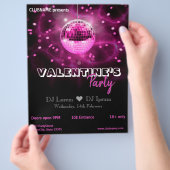 Valentinstag Rosa Disco Ball Party Flyer (Hand)