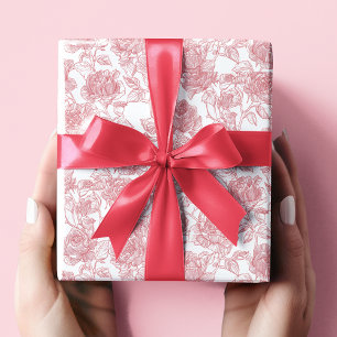 Valentinstag Rosa Elegante Rosen Geschenkpapier